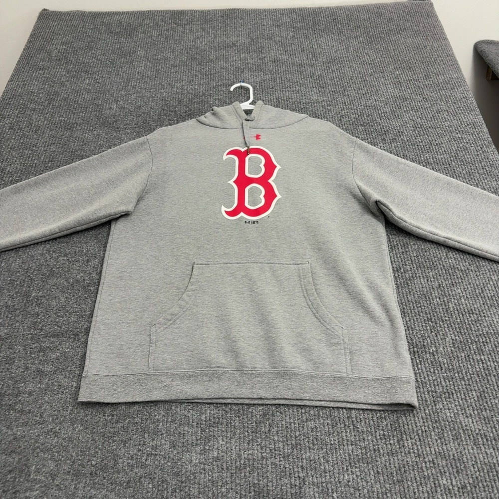 Boston Red Sox Under Armour Hoodie Mens L Gray ColdGear Graphic Sporty Athletic